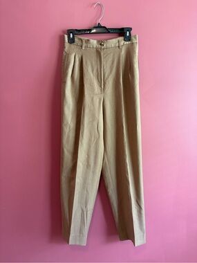 High-Rise Tan Pleated Trousers